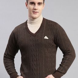 Monte Carlo Cable Knit Self Design Woolen Pullover Sweater-image-18