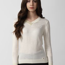 Van Heusen Woman Ribbed V-Neck Long Sleeves Pullover-25