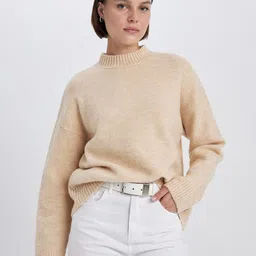 DeFacto Ribbed Mock Collar Pullover Sweater-18