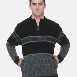aarbee Men Black & Grey Striped Pullover-picture-22