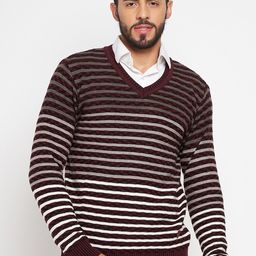 Duke Striped V-Neck Long Sleeves Acrylic Pullover Sweaters-image-52