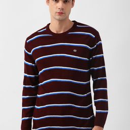 Peter England Casuals Striped Long sleeves Acrylic Pullover-image-39