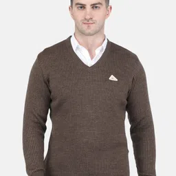 Monte Carlo Men Brown Ribbed Pullover-image-90