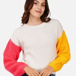 JoE Hazel Colourblocked Oversize Acrylic Pullover-image-45