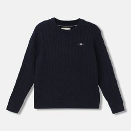 GANT Boys Cable Knit Pure Cotton Pullover-image-87