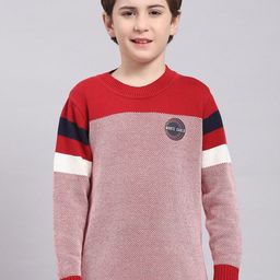 Monte Carlo Boys Colourblocked Cotton Pullover Sweaters-24