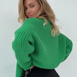 LULU & SKY Self Design Open Knit Pullover image 3