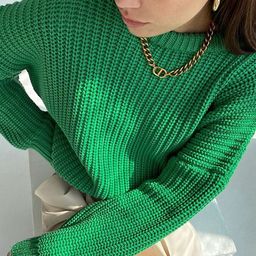 LULU & SKY Self Design Open Knit Pullover image 5