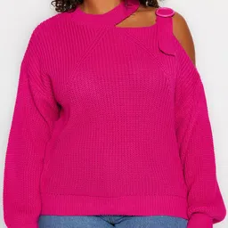 Trendyol Open Knit Self Design Ribbed Acrylic Pullover image 4