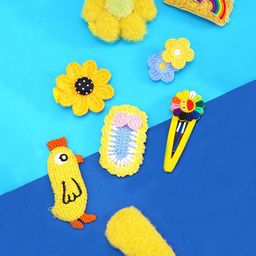 Yellow Chimes Set Of 8 Girls Yellow & Orange Embellished Tic Tac Hair Clip-72