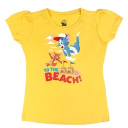 Tom & Jerry Girls Yellow Printed T-shirt-image-72