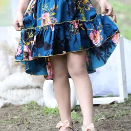Cutiekins Girls Floral Printed High-Low Flared Above Knee Length Skirt-image-44