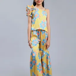 Unique Designers Girls Floral Printed One Shoulder Top with Palazzos-image-55