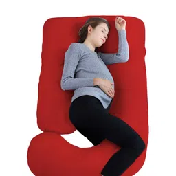 DADDY COOL Red Fibre Filled Cotton Breathable J Shape Maternity Pillow-17