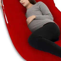 Mom's Moon Red Cotton Lightweight Maternity  G Shaped Pillow-image-58