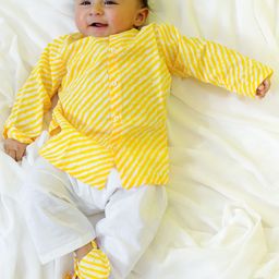 BownBee Infant Boy Leheriya Pure Cotton Kurta Pajama with Booties-48