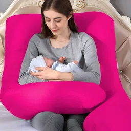 DADDY COOL Rose Fibre Filled Cotton Ultra Soft U Shaped Maternity Pillow-5