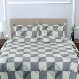 GAPU & BALY White & Grey Striped 120 TC King Bedsheet with 2 Pillow Covers-image-8