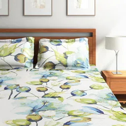 SEJ by Nisha Gupta White 144 TC Cotton Double Bedsheet with 2 Pillow Covers-image-33
