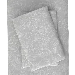 Huesland Grey Ethnic Motifs 186 TC Queen Bedsheet With 2 Pillow Covers-image-51