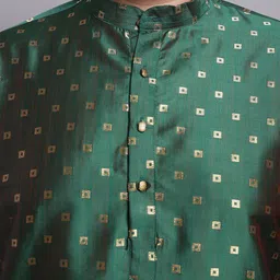 SOJANYA PLUS Ethnic Motifs Woven Design Regular Kurta With Pyjamas & Nehru Jacket image 2
