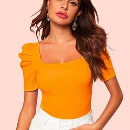 Dream Beauty Fashion Women Yellow Puff Sleeves Fitted RRR Top-image-45