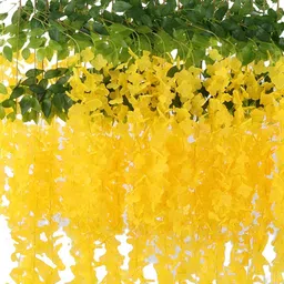 WELL ART GALLERY Yellow & Green 4 Pieces Hanging Blossom Artificial Flower-44
