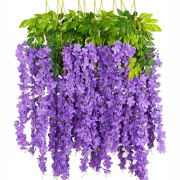 WELL ART GALLERY Purple 6 Pieces Hanging Blossom Artificial Flowers-53