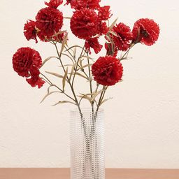Pure Home and Living Red & Green Carnation Artificial Flowers-image-11