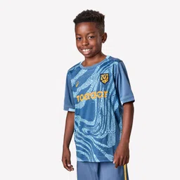 kipsta Kids' Short-Sleeved Football Shirt Viralto Roarrr Cheetah - Blue, Grey & Yellow-picture-36