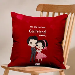 ME & YOU Maroon & White Printed Square Cushion-2
