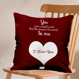 ME & YOU Maroon & White Printed Square Cushion-1