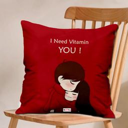 ME & YOU Red 2 Pieces Printed Cushion With Cushion Cover-image-98