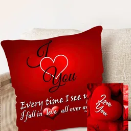 ME & YOU 3 Pcs Black & Red Print Cushion With Greeting Card & Rose Valentines Day Gift Set-9