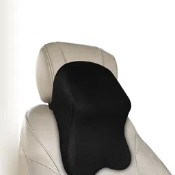 BILLEBON Black Memory Foam Filled Faux Velvet Breathable Travel Pillow-42