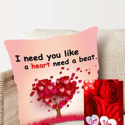ME & YOU Black & Red 2 Pieces Printed Cushion & Greeting Card  Valentines Day Gift Set-28