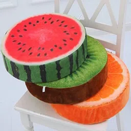 ME & YOU Orange & Green 3 Pieces Fruits Microfiber Velvet Cushions-33