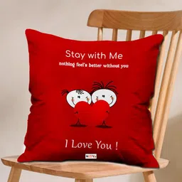 ME & YOU Red & White Printed Square Cushion-5