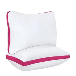 Mom's Moon White & Pink 2 Pieces Fibre Filled Breathable Sleeping Pillows-image-68