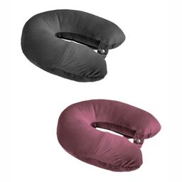 ANA Burgundy Set of 2 Fibre Filled Faux Velvet Lightweight Travel Pillow-image-39