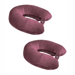ANA Red Set of 2 Fibre Filled Faux Velvet Lightweight Travel Pillow-20