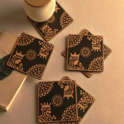 bambaise Gold & Black Premium MDF King Queen Coaster with Mandala Art - Set of 6-picture-17
