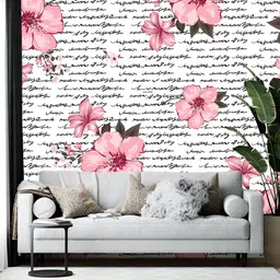 Wallpics White & Pink Floral Printed Self-Adhesive Wallpaper-image-91
