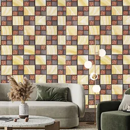 Dakshya Industries Yellow & Grey Chase Board Printed Removable Wallpaper-image-29