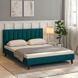 casacraft from pepperfry Isobel Upholstered Queen Size Bed In Blue Colour-picture-46