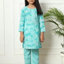 Readiprint Fashions Girls Floral Printed Pure Cotton Kurti with Palazzo-picture-35