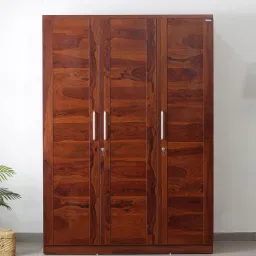 spacewood Kosmo Grace 3 Door Wardrobe in Sheesham Woodpore Finish With Drawer & Locker-picture-27