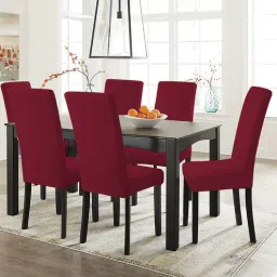hotkei Maroon Polycotton Solid 14x18 Inches Chair Covers (Pack of 6)-picture-2
