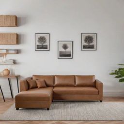 mintwud from pepperfry BIngo Leatherette RHS Sectional Sofa (2+ Lounger) In Tan PU Colour-picture-12