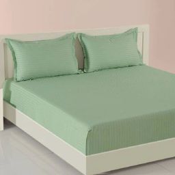 Green Cotton 400TC King Size Bedsheet Gift Set By Swayam-picture-2